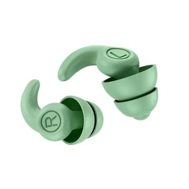 Imagem de Tampão de ouvido de silicone antiruído com redução de ruído e cancelamento de ruído à prova de som, à prova d'água, protetor de ouvido macio para natação (verde 1, pequeno)