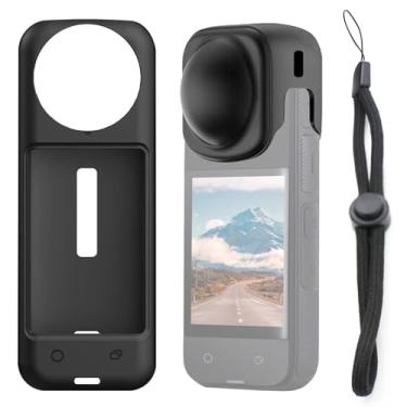 Imagem de SEEHOM Capa protetora compatível com Insta360 X4 substituição para tampa de lente Insta 360 X4 capa protetora de silicone kit de acessórios inclui fivela preta