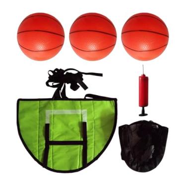 Imagem de Fancyes Aro de basquete trampolim leve rodapé resistente para crianças e crianças acessórios de trampolim resistente suporte de basquete, com 3 bolas