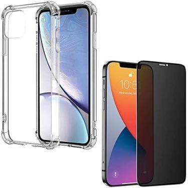 Imagem de Kit capinha space collection transparente + pelicula privacidade vidro 3D iphone 13