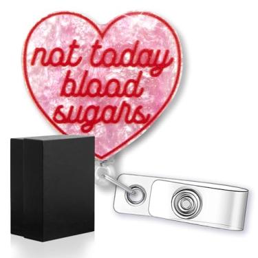 Imagem de rofiowa Not Today Blood Sugars Carretel de crachá engraçado com glitter, suporte retrátil para endocrinologista, flebotomista, enfermeira, diabetes, educador, médico, nutricionista, presente