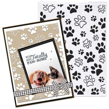 Imagem de Pastas de plástico em relevo de fundo com estampa de pata de cachorro para fazer cartões de estimação, gato, fundo com estampa de patas, álbuns, álbum de fotos, papel de cartão, feito à mão, faça você