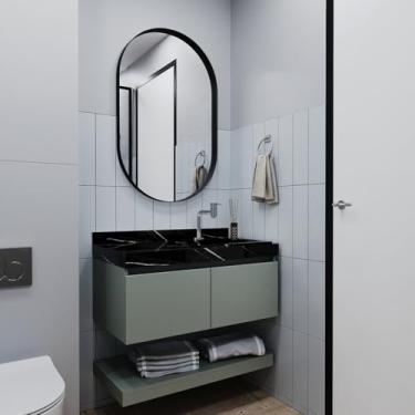 Imagem de Gabinete/toucador para Banheiro 80cm Melissa com Cuba Esculpida em Porcelanato Pistache