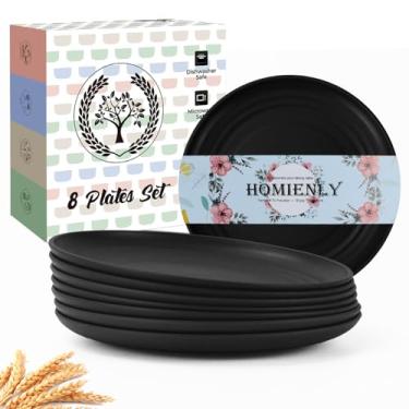 Imagem de Jogo de 8 pratos de jantar Homienly, pratos de palha de trigo (alternativa ao plástico), inquebráveis, leves, para sobremesas, lanches e aperitivos, podem ir ao micro-ondas e lava-louças, 15 cm