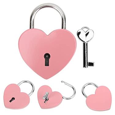 Imagem de Fechaduras Com Chave, Cadeado Em Forma de Coração, Suprimentos para Artesanato Doméstico Com Chave, Cadeado Requintado Colorido de Metal 45x59mm (Rosa #16)
