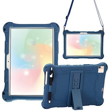 Imagem de AIJAKO Capa de silicone de 25 cm para Dragon Touch Notepad 102/Pritom Tronpad L10/YESTEL T5/TECLAST P20HD M40/Blackview Tab8/WINNOVO P20/IBBWB 10/AOYODKG A39, alça de ombro - azul escuro