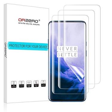 Imagem de Protetor de tela Orzero (pacote com 3) Compatível com OnePlus 7 Pro 5G / McLaren Edition (compatível com scanner de impressões digitais em visor) HD (qualidade premium) de ponta a ponta, fino (reposição vitalícia)