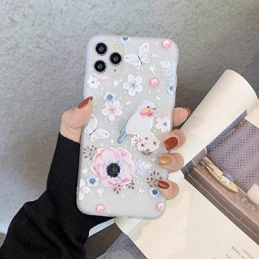 Imagem de 3D Relief Painted Phone Case para iphone 12 Mini 11 Pro XS Max 7 8 Plus 6 6s XR XR Flor em relevo Soft Silicone Protetor Capa traseira, 04, Para iPhone XS Max