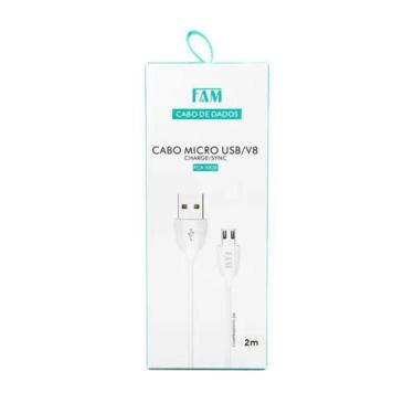 Imagem de Cabo fam v8 - compatível com todos os celulares com carregamento v8 - 