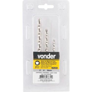 Imagem de Jogo Broca De Vídea 5-6-8mm Din 8039 Para Concreto Estojo Pl - Vonder