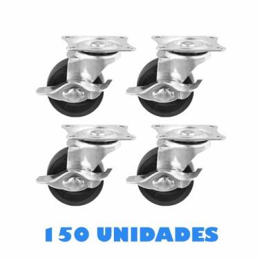 Imagem de 150 Rodizio Plástico Roda Rodinha Para Móveis Com Trava 50mm - Desicon