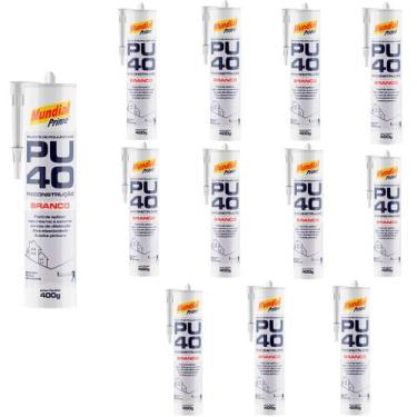 Imagem de Kit 12 Silicone Selante PU 40 Mundial Prime 400g Branco