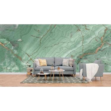 Imagem de Papel de Parede Painel 3D Mármore Carrara Verde 4M Claro Revestimento 
