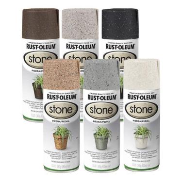 Imagem de Kit 3 Tinta Spray Efeito Pedra Stone Artesanato Rust Oleum, Marrom Cla