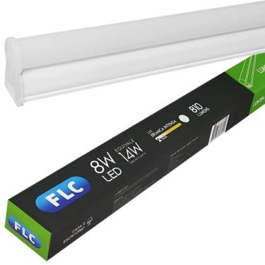 Imagem de Luminária Led Sobrepor T5 Tipo Calha 8w Bivolt Branco Frio - FLC, Bran