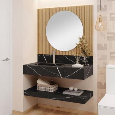 Imagem de Conjunto Para Banheiro Bancada Em Porcelanato Com Cuba Esculpida, Prat