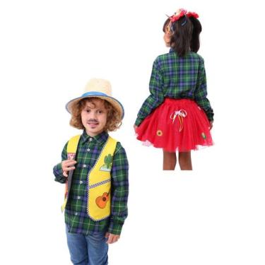 Imagem de Camisa Xadrez Infantil VERDE - Milho Verde - FESTA JUNINA - QUIMERA KI