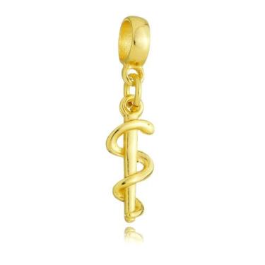 Imagem de Berloque Símbolo da Medicina Banhado a Ouro 18k - Work Semijoias