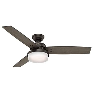 Imagem de Ventilador de teto Hunter Sentinel com luz LED e controle remoto, 132 cm, bronze premier