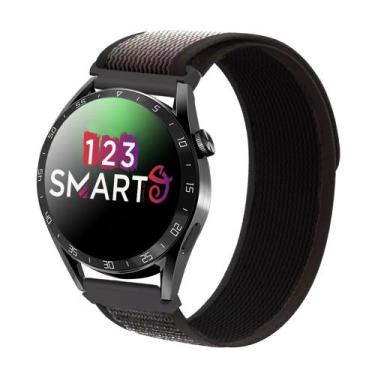 Imagem de Pulseira de Nylon Nova para GT2 46mm e GT3 46mm - Preto com Branco - 1