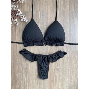 Imagem de Biquíni Babadinho Fio Cavado Neon Vibes Moda Praia - GIORTIZ, Preto, M