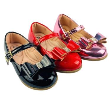 Imagem de Kit Com 3 Pares Sapatilha Infantil Menina Boneca Verniz Confortável SP