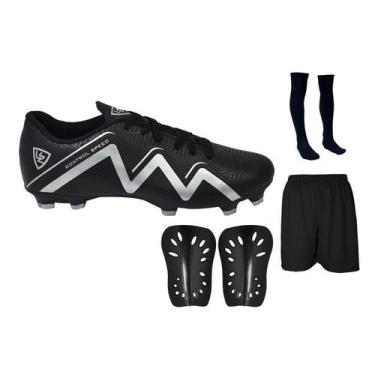 Imagem de Chuteira Campo Control Speed Gramado Travas Futebol Nova + Meião Short