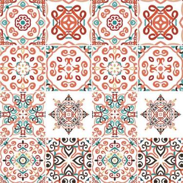 Imagem de Adesivo de Azulejo - Ladrilho Hidráulico - 10cm x 10cm - 16un - 329Azp