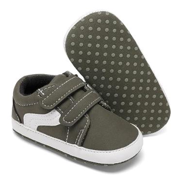 Imagem de Clowora Unsex Sapatos de lona para meninos e meninas, recém-nascidos, antiderrapante, sola macia, para berço, tênis casual para bebês e crianças pequenas, 0122/Verde, 6-12 Meses