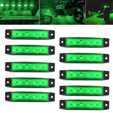 Imagem de FZSSHYG 10 peças de luzes LED verdes de rocha, kits de iluminação de brilho de poço de roda, luzes de rocha de carro luzes laterais externas marcadoras para caminhões Wrangler carrinho de golfe RV RV