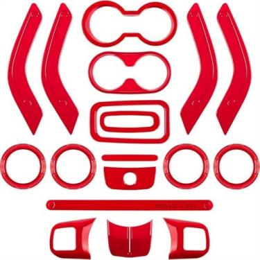 Imagem de HOCSTONE Conjunto completo de 18 peças kit de acabamento de decoração de interiores volante console central maçaneta da porta ar condicionado suporte de copo de ventilação guarnição de capa de