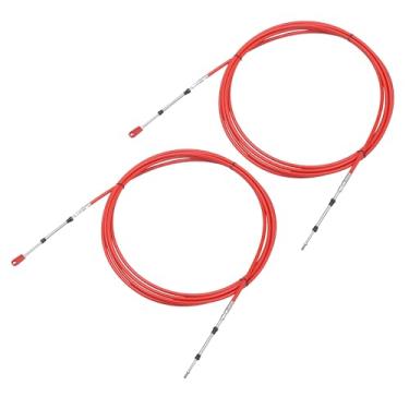 Imagem de uxcell 2 peças, 6 m, 236 polegadas, tipo marítimo 3300/33C, cabo de caixa de controle remoto com manete para Yamaha Outboard Motor Boat Motor Steering System Vermelho