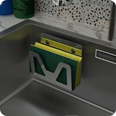 Imagem de Porta Esponja De Pia Inox Com Ventosa Suporte Bucha ELG - CONTEL STORE