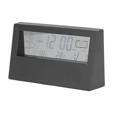 Imagem de Despertador Digital, Relógio LCD Transparente Com Exibição de Temperatura e Umidade, Função Soneca, Relógio Digital Com Tela Grande para Casa, Viagens (Preto)