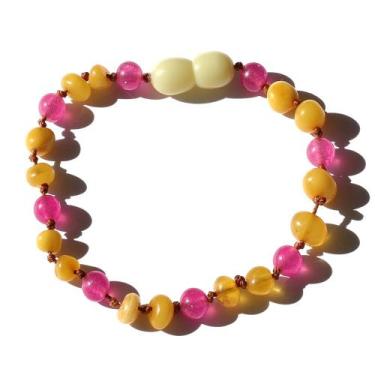 Imagem de Pulseira e Tornozeleira Infantil de 15cm de Âmbar Báltico Milk Polido 