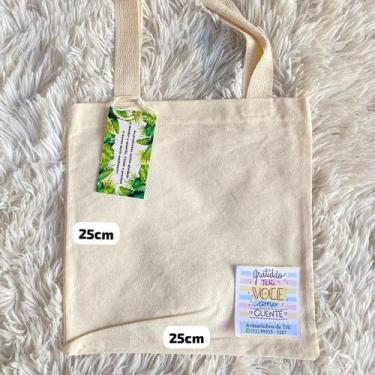 Imagem de kit com 3 ecobags 25x25cm sacola ecológica Lisa 100% Algodão - T2Click