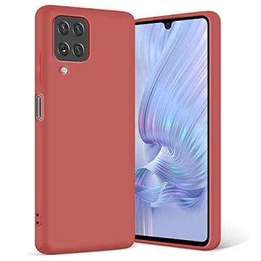 Imagem de Boaixiaen Capa para Samsung Galaxy A12, silicone líquido, fina, macia, TPU (poliuretano termoplástico), proteção total, à prova de choque, capa de telefone para Galaxy A12 de 6,5 polegadas (vermelho Hawthorn)