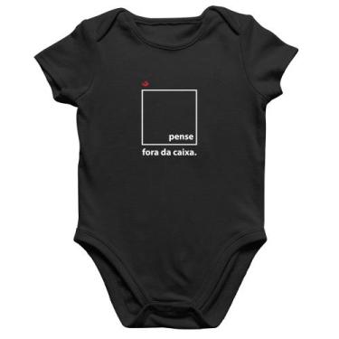 Imagem de Body Bebê Algodão Pense fora da caixa - Foca na Moda, Preto, P