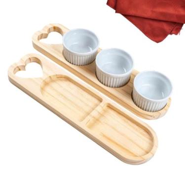 Imagem de Petisqueira Madeira com Ramequim para Molho Patê Mesa Posta - Carmisin