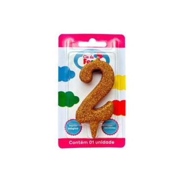 Imagem de Vela Premium Glitter Ouro N 2 Cia Da Festa