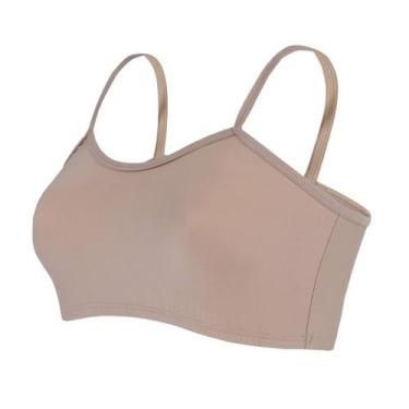 Imagem de Top Sem Bojo Segunda Pele Liso Preto/Bege Anágua Alça Fina Elástico - 