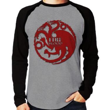 Imagem de Camiseta Raglan Fire and Blood Targaryen Manga Longa - Foca na Moda, C