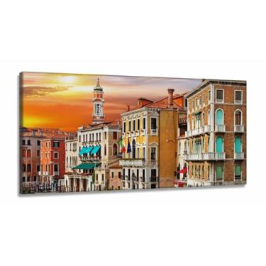 Imagem de Quadro Decorativo Veneza Antiga Vertical em Tecido Canvas 130x60 - Wal
