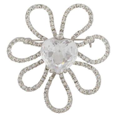 Imagem de Broche Zircônia Coração BRG26480 - Akasaki, Prateado, Cristal