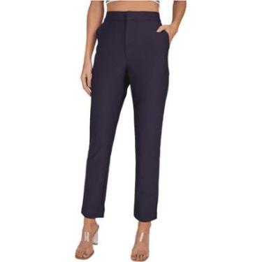 Imagem de Calça Alfaiataria Lado Avesso Malha Bergamo Azul Tam. 44-Feminino