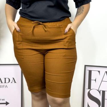Imagem de Bermuda Plus Size Feminina Bengaline Plus Size Shorts Bermuda Ciclista