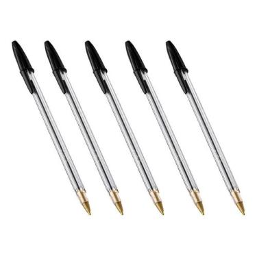 Imagem de Caneta Bic Crista 1.0 Média Preta Kit 5, Caneta