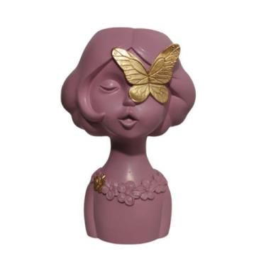 Imagem de Enfeite Escultura Decorativa Rosa Menina c Borboleta Formosa - LUXdéco
