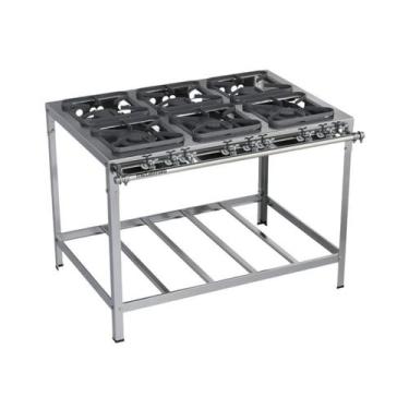Imagem de Fogão Industrial 6 Bocas 30x30 Inox P5 Top Metalmaq