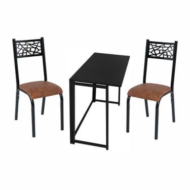 Imagem de Kit manicure ciplafe jade 1 mesa preto dob 2 cadeiras, Caramelo